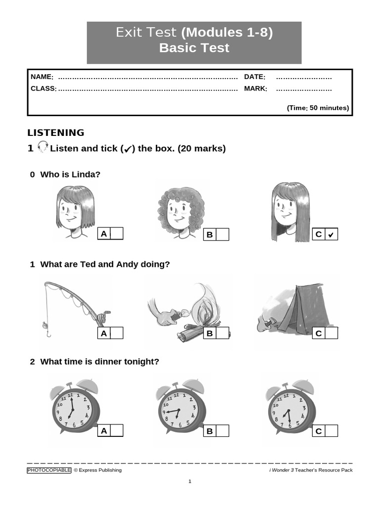 Exit Test for Modules 1-8: Basic Assessment | PDF | Foods | Cuisine