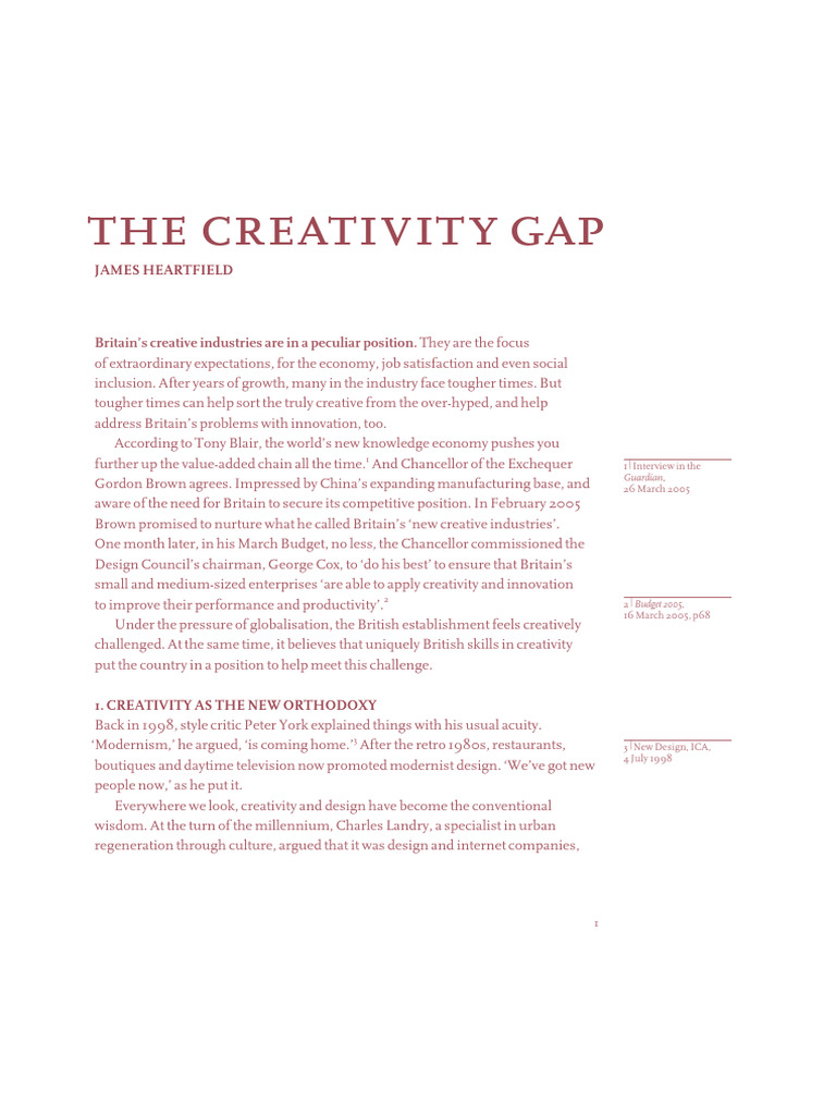 Bridging the Creativity Gap in Britain | PDF | Creativity | Subsidy