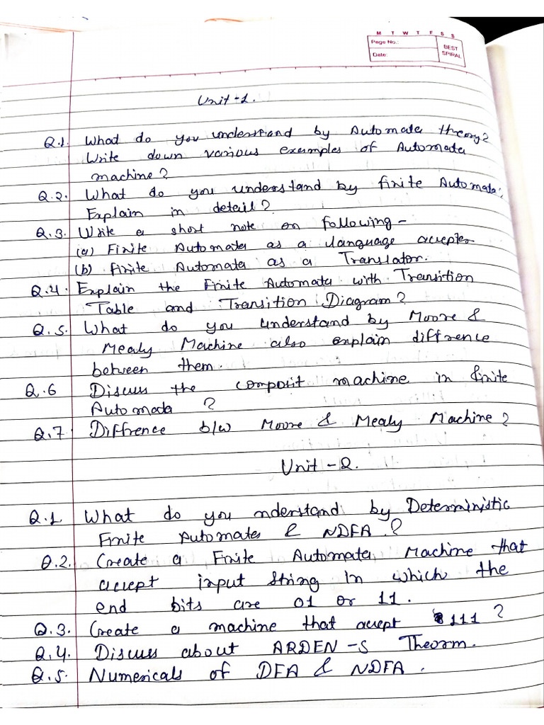Toc Imp Questions | PDF
