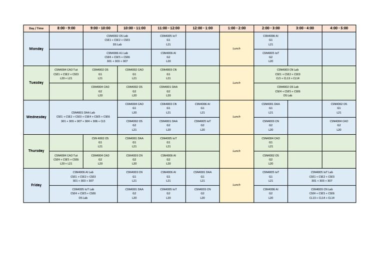 Time Table | PDF