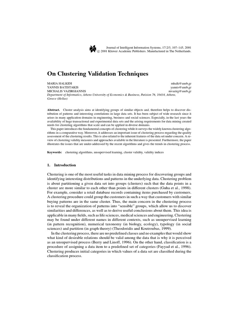 Clustering Validation Techniques Explained | PDF | Cluster Analysis ...