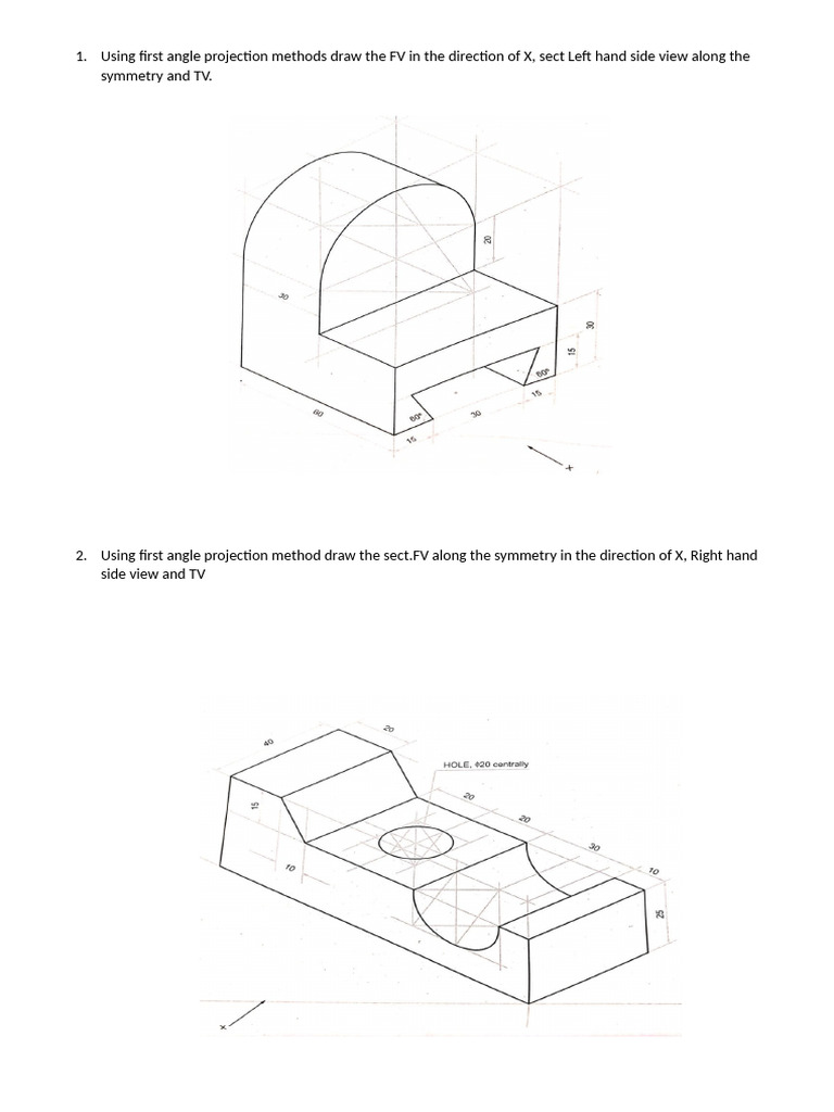 First Angle Projection and Isometric Views | PDF