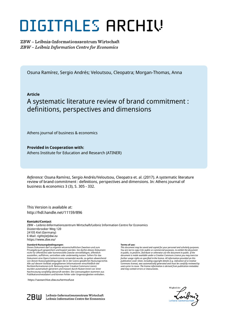 Systematic Review of Brand Commitment | PDF | Brand | Psychological ...
