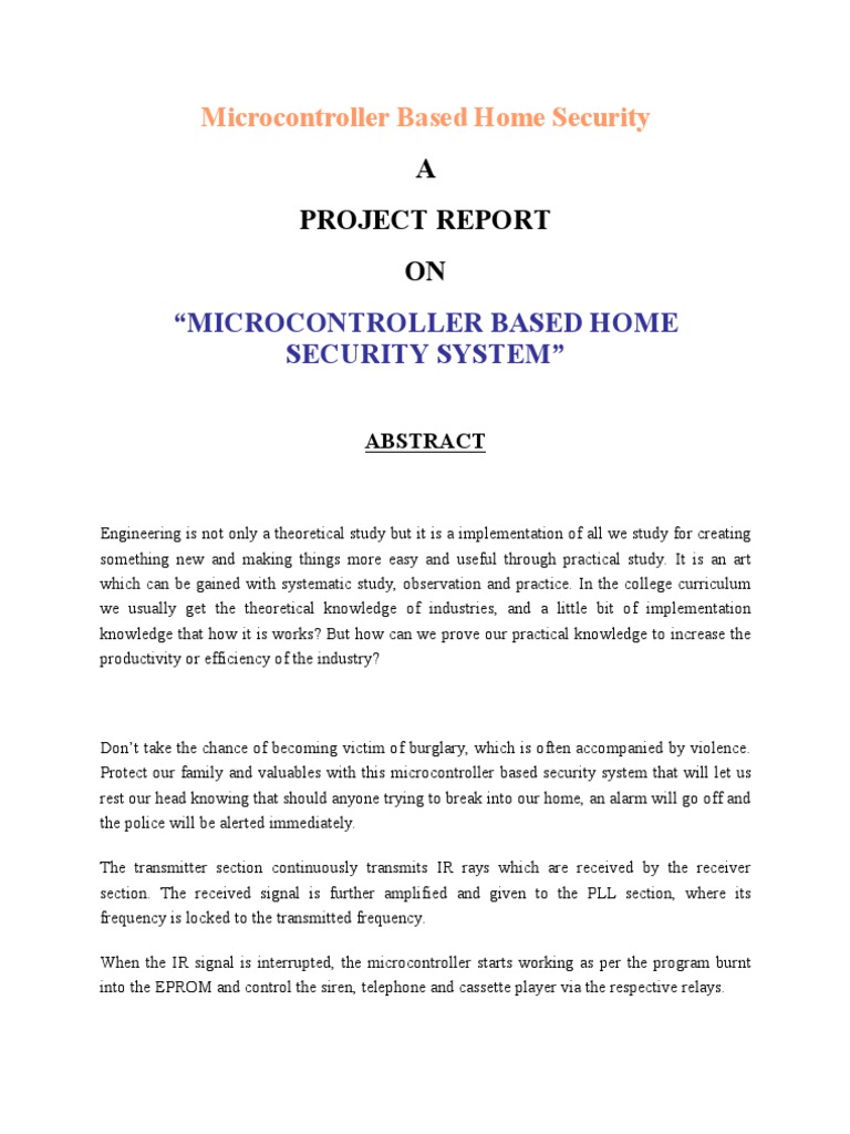 Microcontroller Based Home Security | PDF | Relay | Amplifier