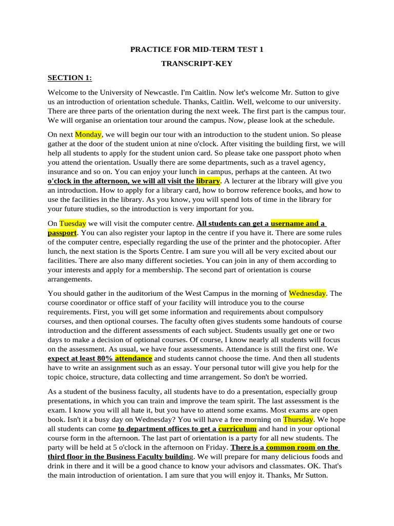 Practice For Progress Test 1 - Transcript + Key | PDF | William Shakespeare