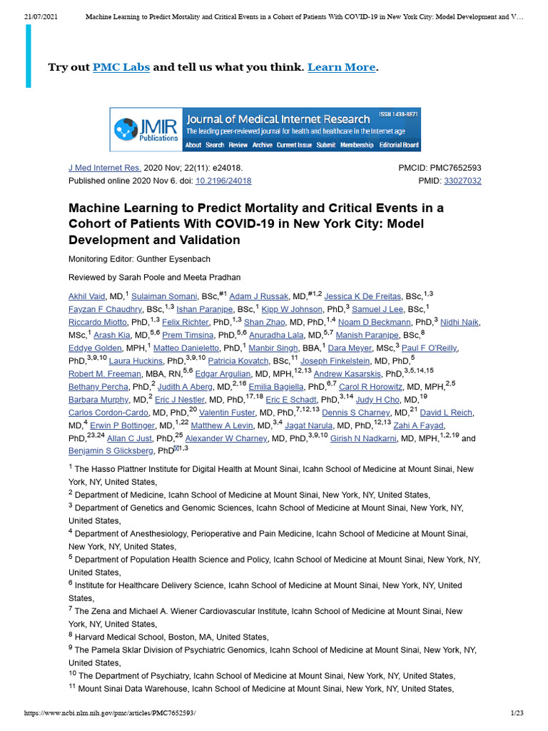 COVID-19 Mortality Prediction Model | PDF | Cross Validation ...
