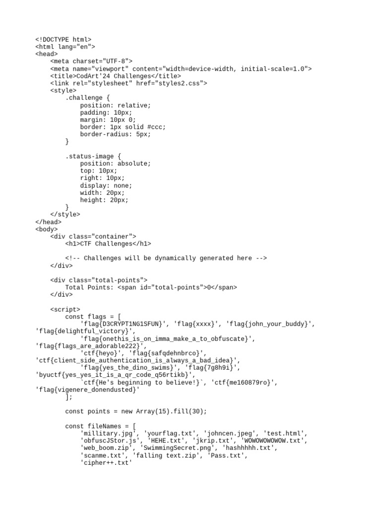 CodArt'24 CTF Challenge Overview | PDF