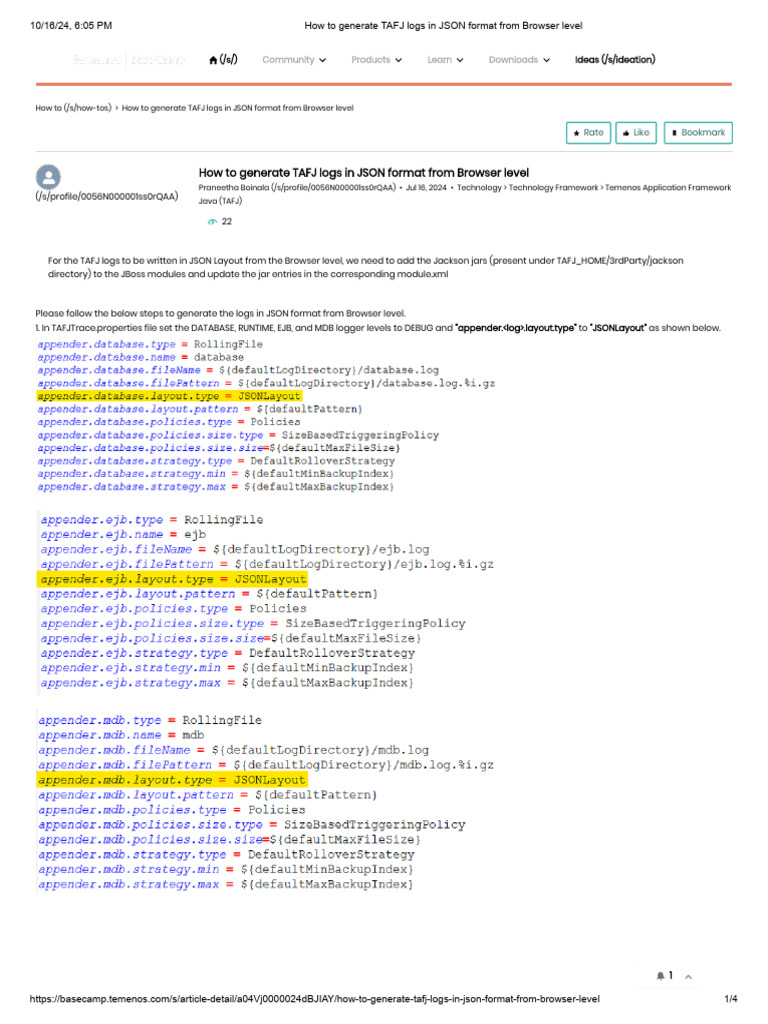 Generate TAFJ Logs in JSON Format | PDF | Software Engineering | Software