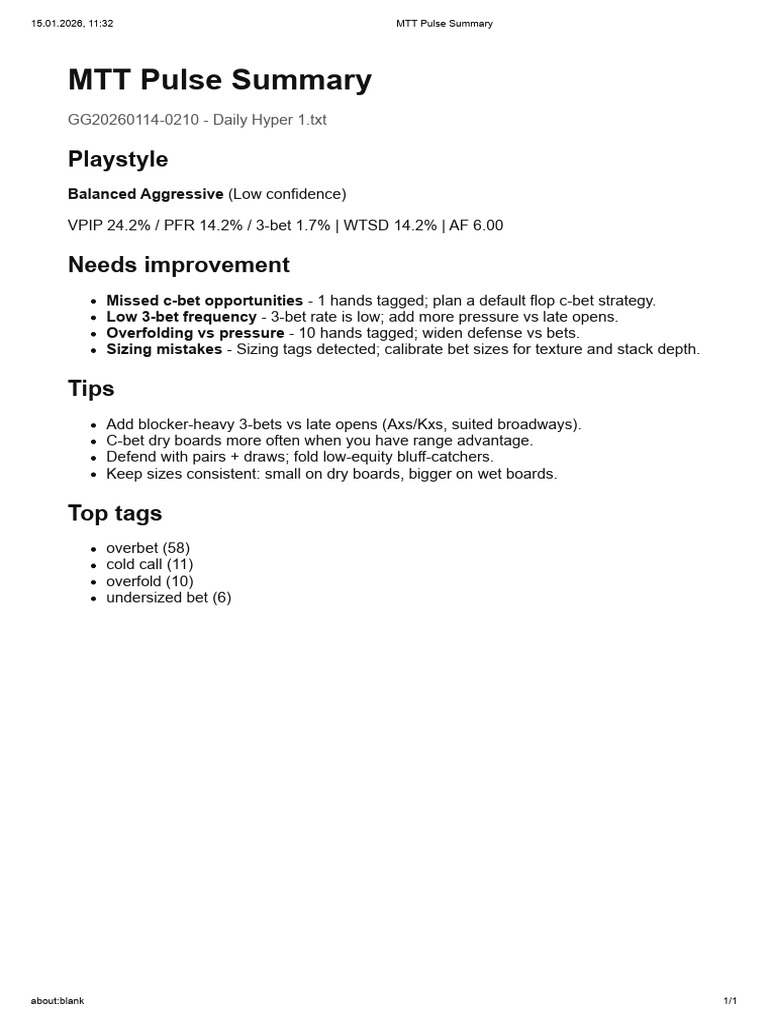 MTT Pulse Summary | PDF