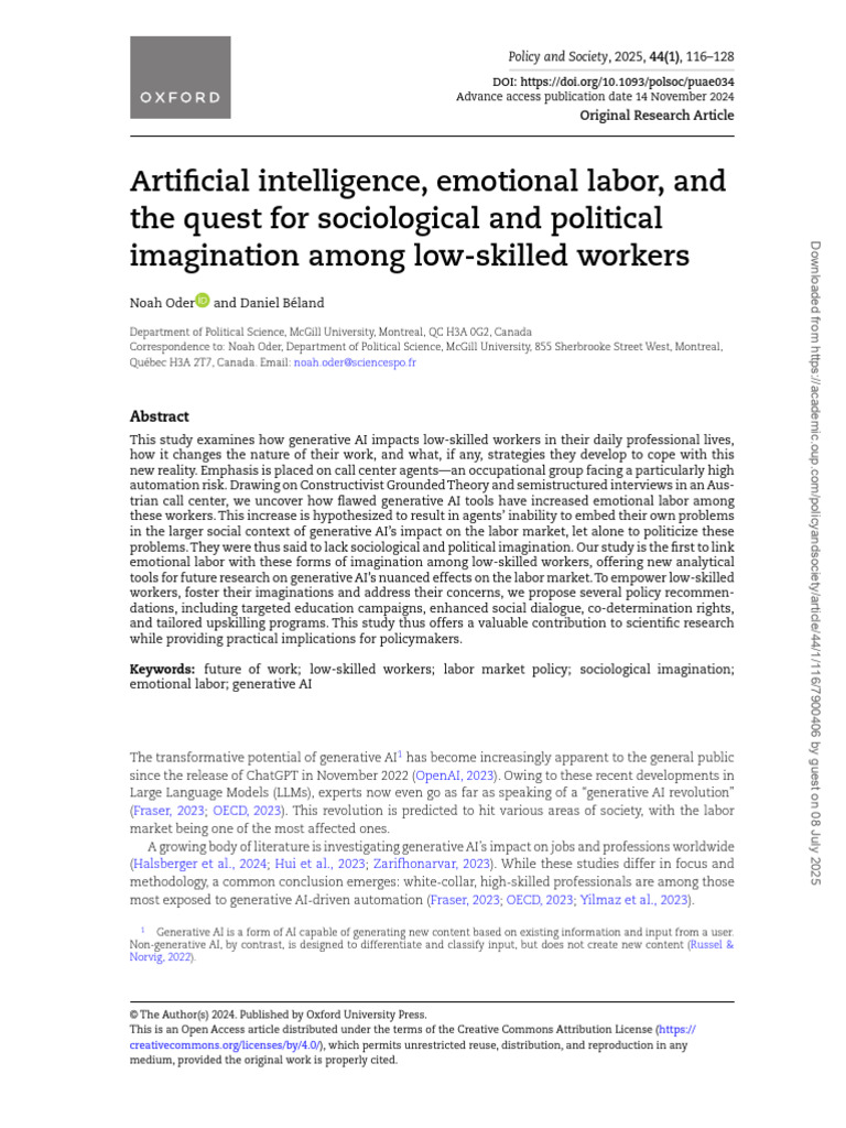AI's Impact on Emotional Labor in Call Centers | PDF | Artificial ...