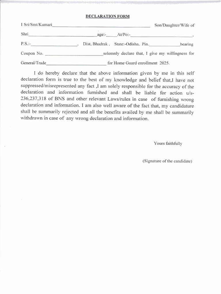 Self Declaration | PDF