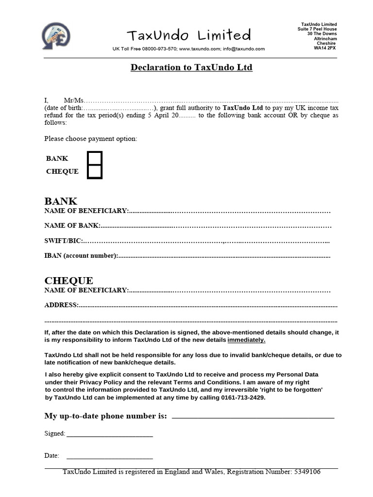 Tax Refund Authorization Form | PDF | Payments
