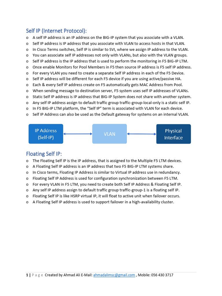 Understanding Self and Floating IPs in F5 | PDF | Ip Address | Network ...