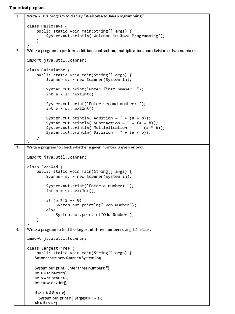 Java Programs for Beginners | PDF | Computing | Computer Programming