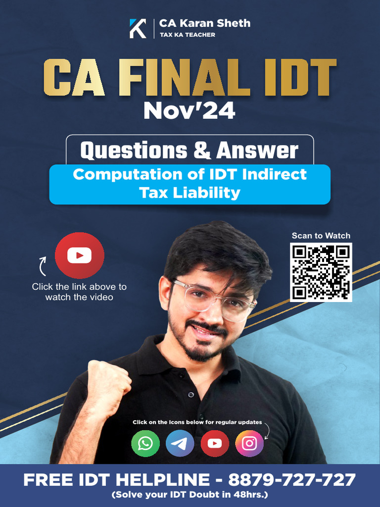 IDT Computation for CA Final Nov'24 | PDF | Value Added Tax | Taxes
