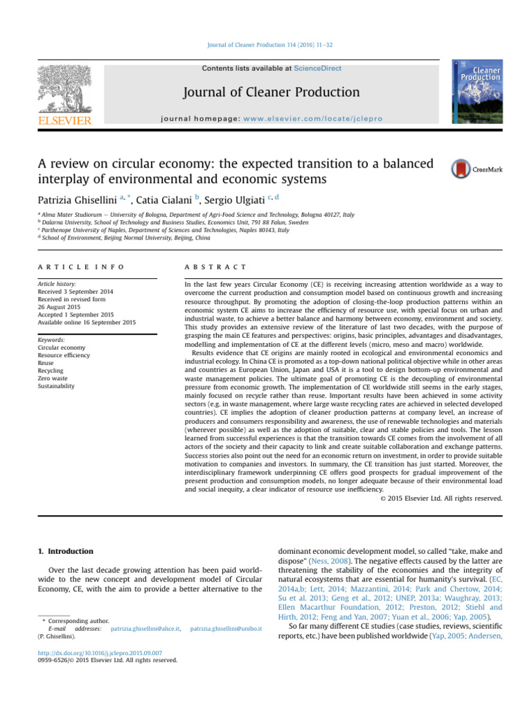 A Review on Circular Economy the Expected Transition to a Balanced ...
