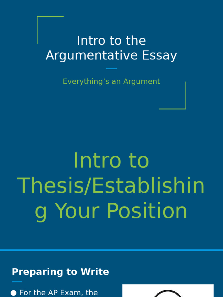 Intro to the Argumentative Essay | PDF | Essays | Argument