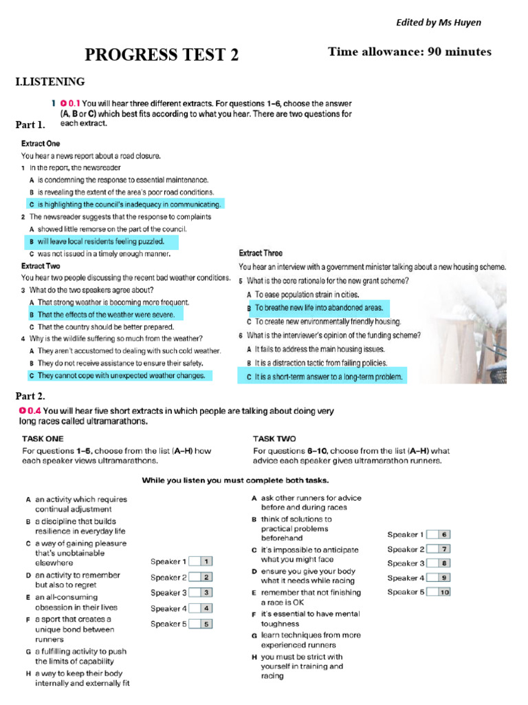 Progress Test 2: Listening & Writing | PDF | Chess | Chess Theory
