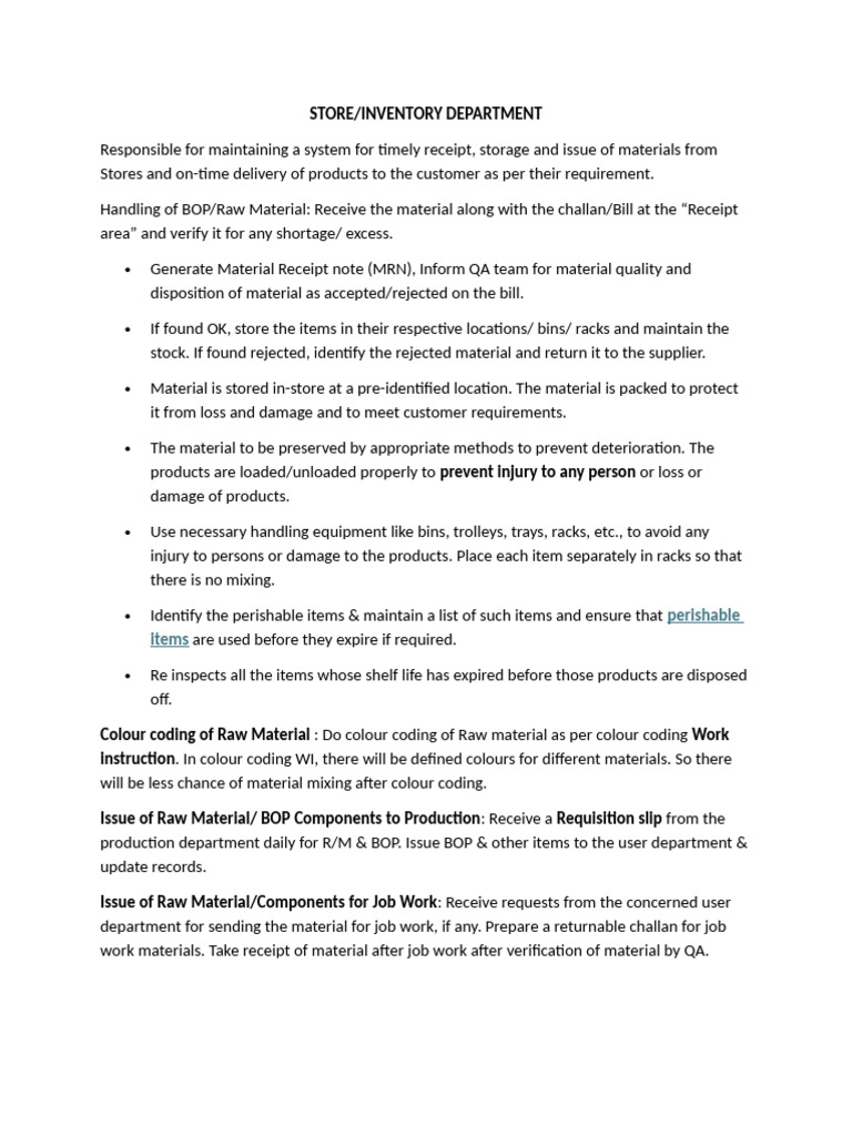 Inventory Management and Storage Procedures | PDF | Inventory | Business