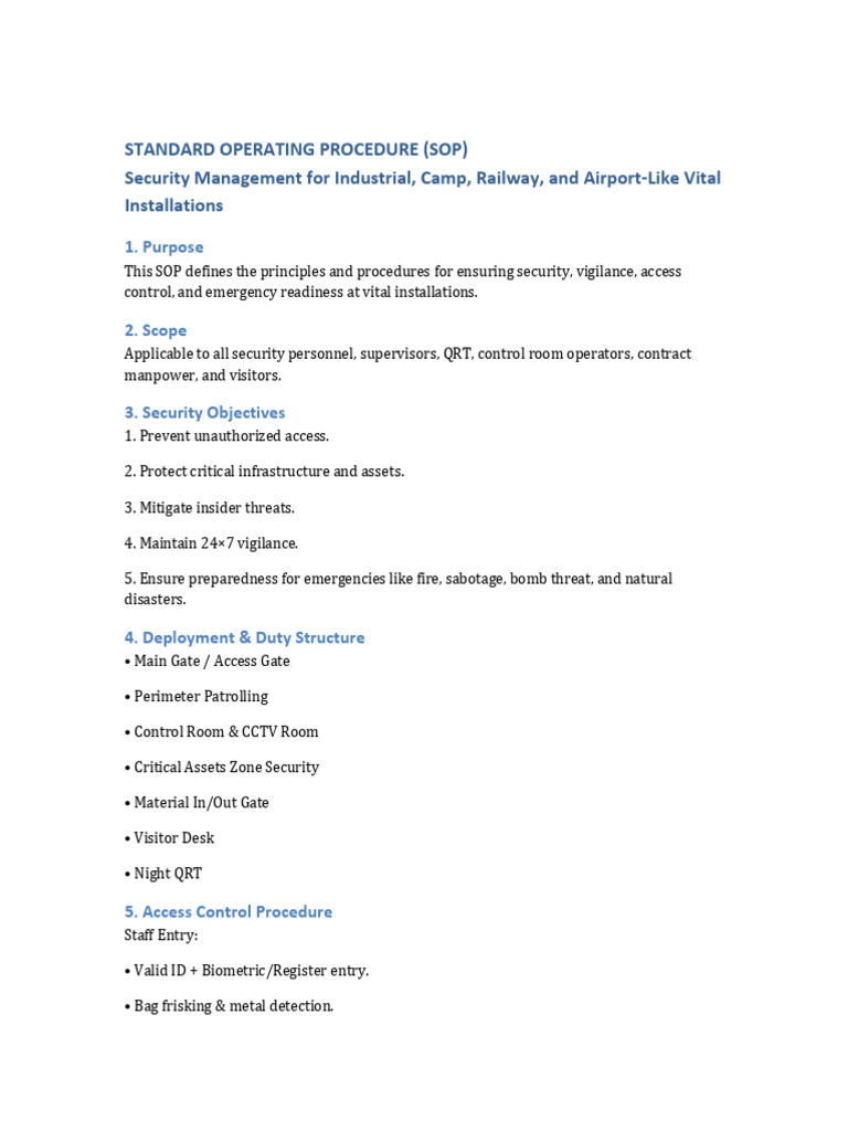 Security SOP Draft | PDF | Securities | National Security
