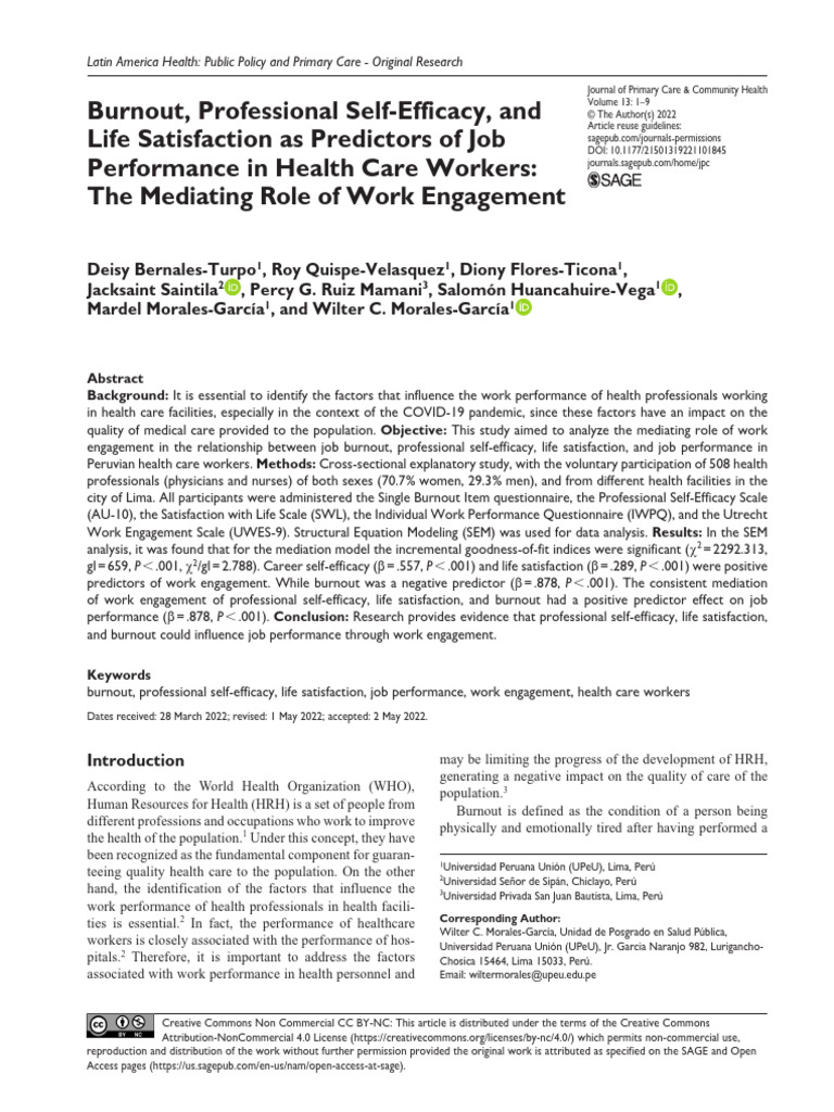 06 Article 2 | PDF | Self Efficacy | Occupational Burnout
