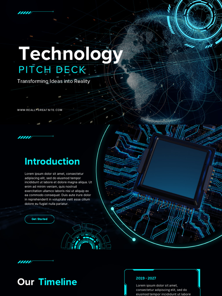 Black and Blue Futuristic Modern Technology Pitch Deck Presentation | PDF