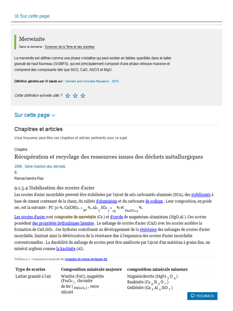 Merwinite : Propriétés et Applications | PDF | Chaux | Ciment