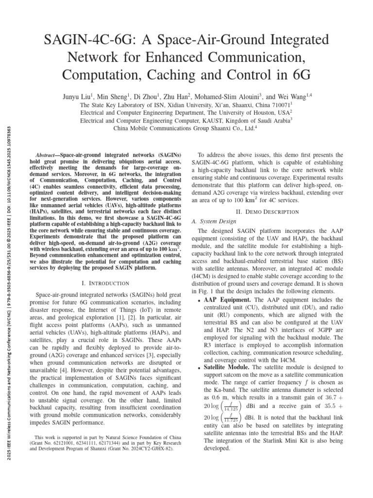SAGIN-4C-6G a Space-Air-Ground Integrated Network for Enhanced ...