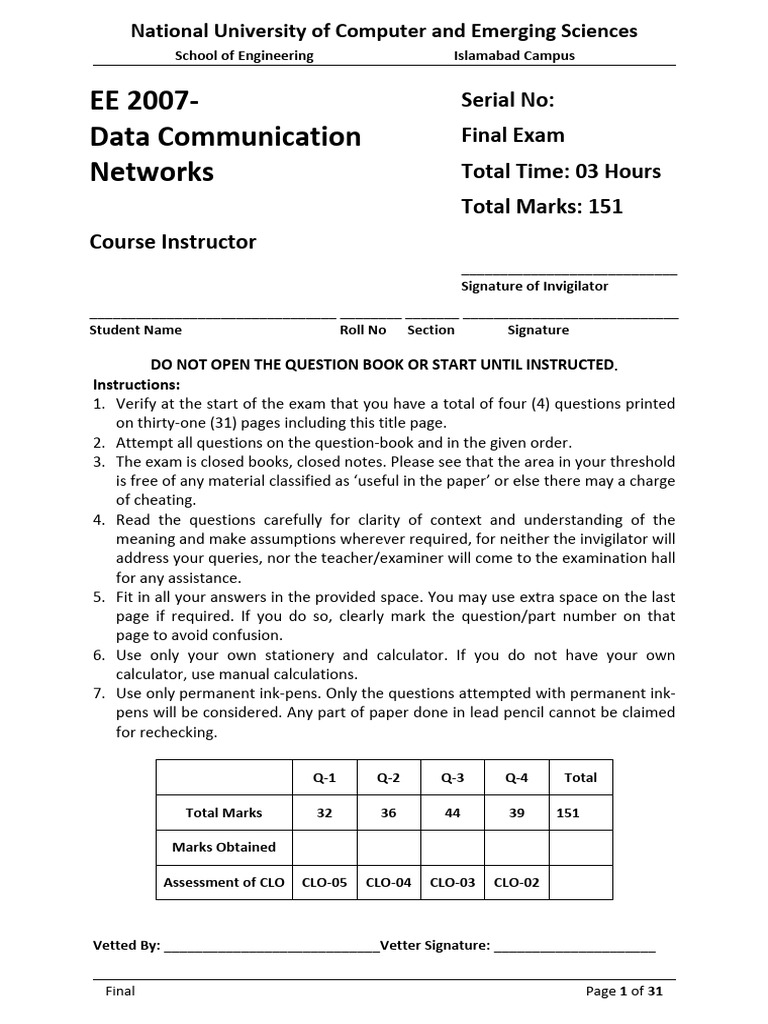 Data Communication Networks Final Exam Guide | PDF | Computer Network ...