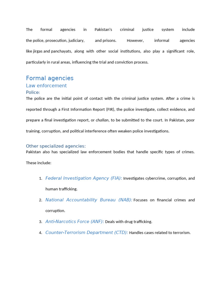 Overview of Pakistan's Criminal Justice System | PDF | Prosecutor | Police