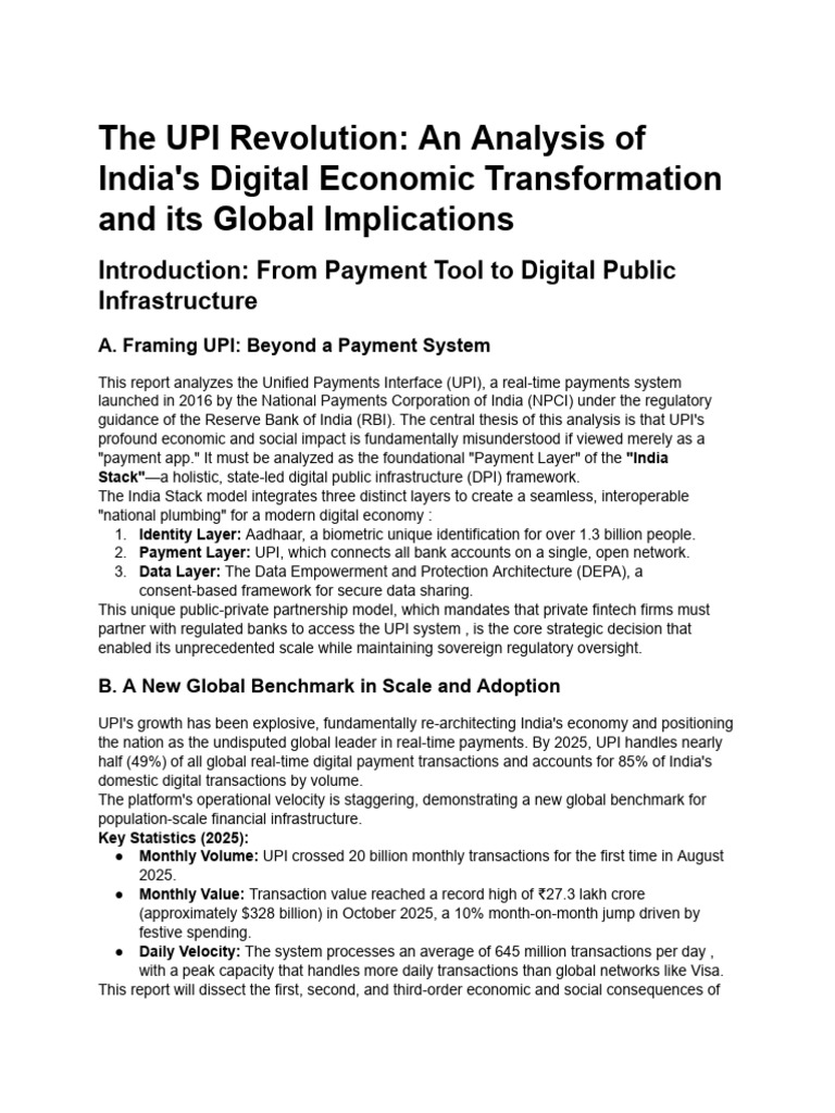 UPI's Impact on India's Digital Economy | PDF | Financial Technology ...
