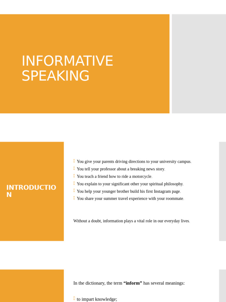 Informative Speech | PDF | Learning | Knowledge