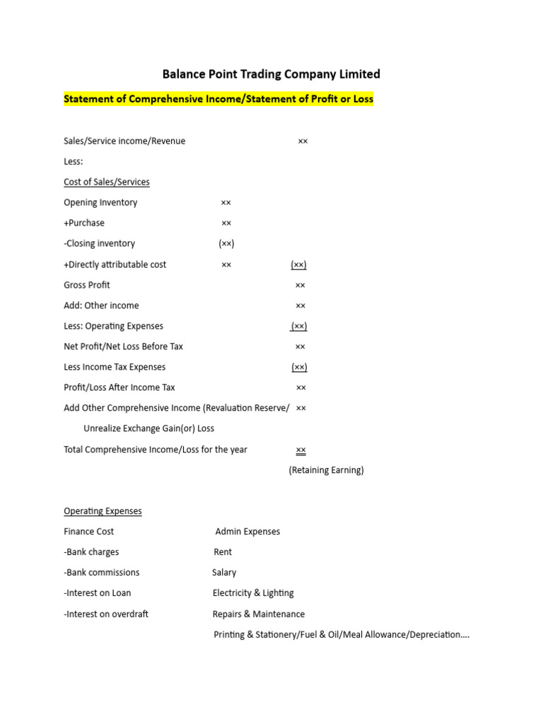 Comprehensive Income Statement Overview | PDF | Expense | Dividend