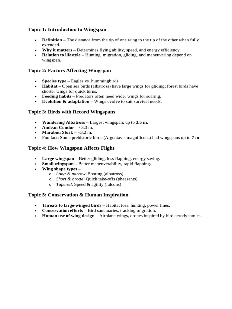 Understanding Bird Wingspan Dynamics | PDF