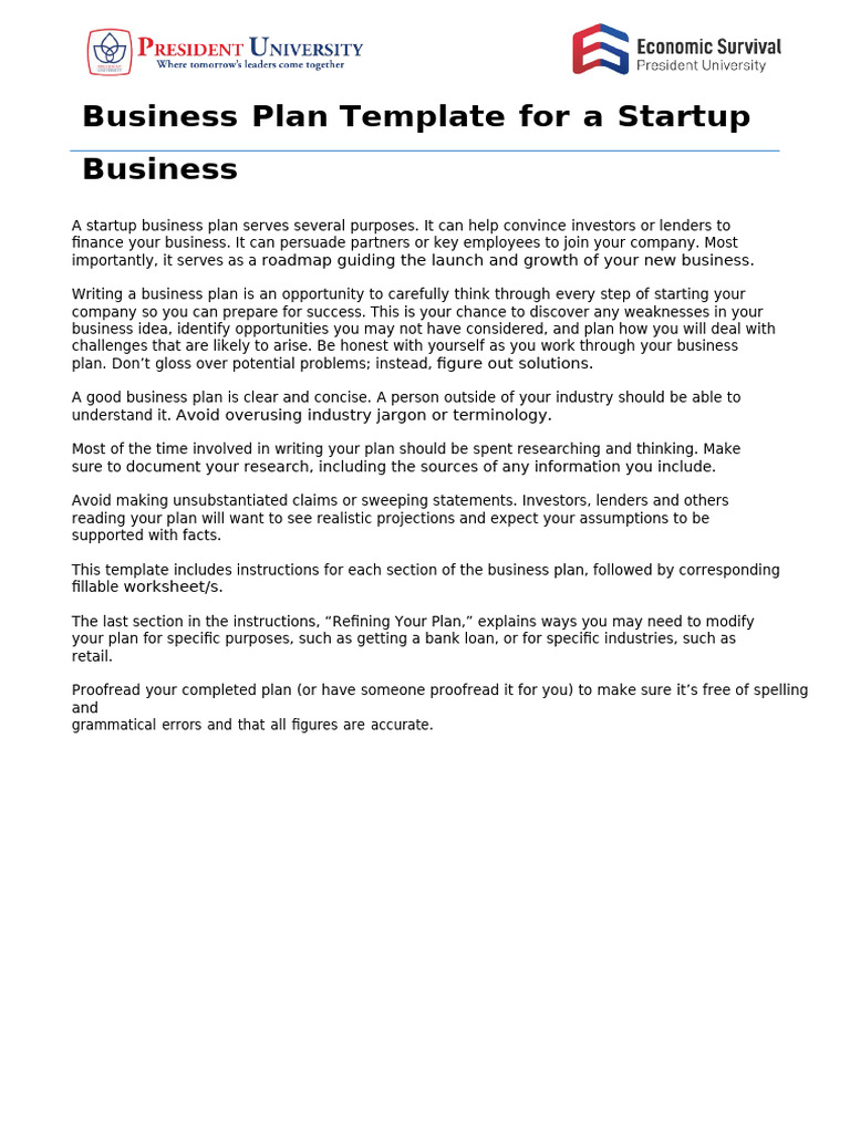 Startup Business Plan Template Guide | PDF | Brand | Pricing