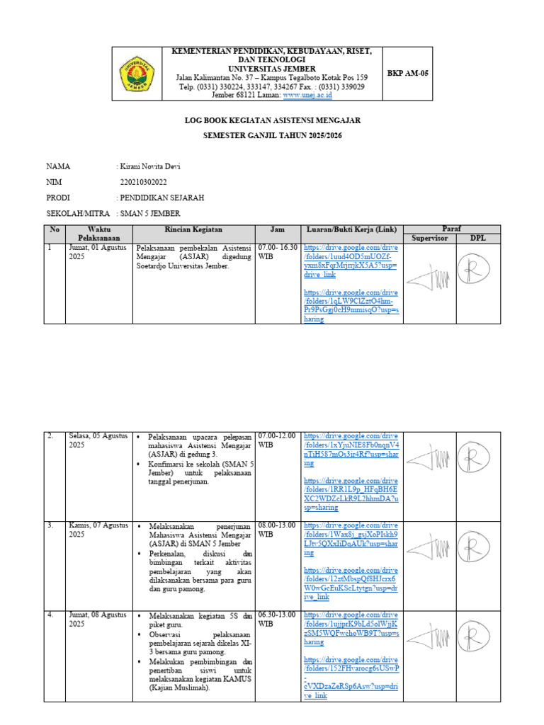 Contoh Logbook | PDF