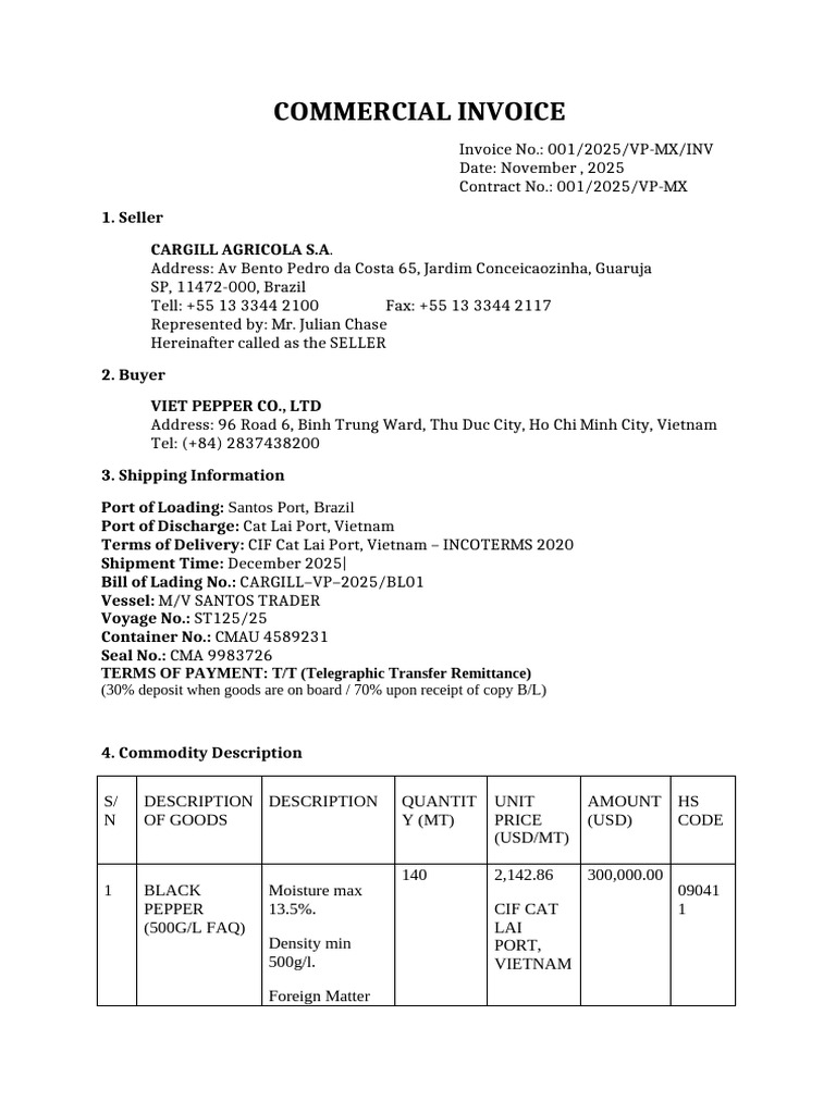 Commercial Invoice - Draft | PDF