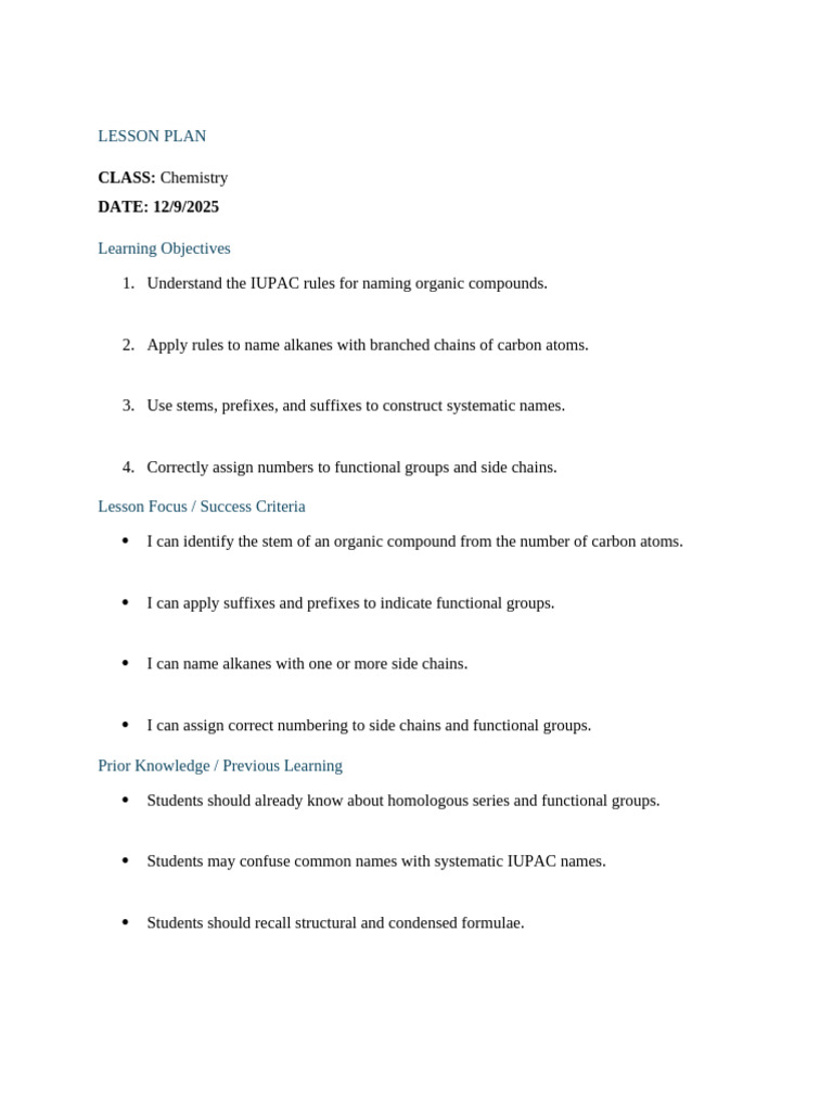 IUPAC Naming of Organic Compounds Lesson | PDF | Functional Group ...