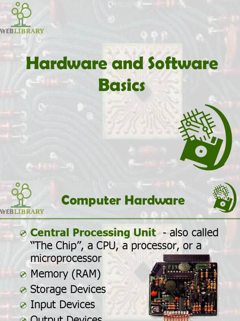 Hardware and Software Basics PDF Central Processing Unit Computer