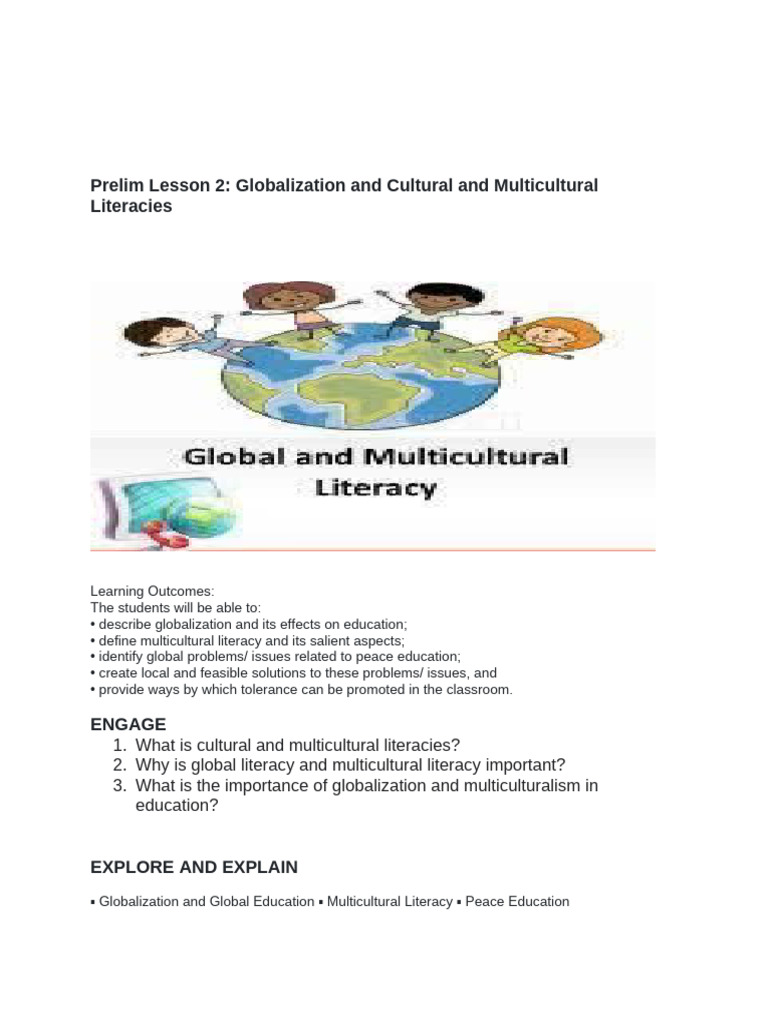 Prelim Lesson 2 Globalization and Cultural and Multicultural Literacies ...