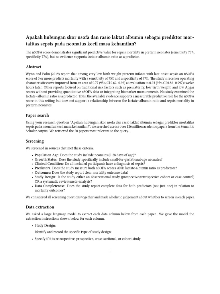 Elicit - Skor NSOFA Dan Rasio Laktat Albumin Pada Mortalita - Report ...