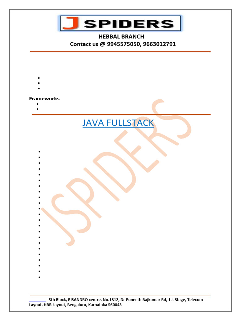Java FullStack-courses Content | PDF | Java (Programming Language) | Html