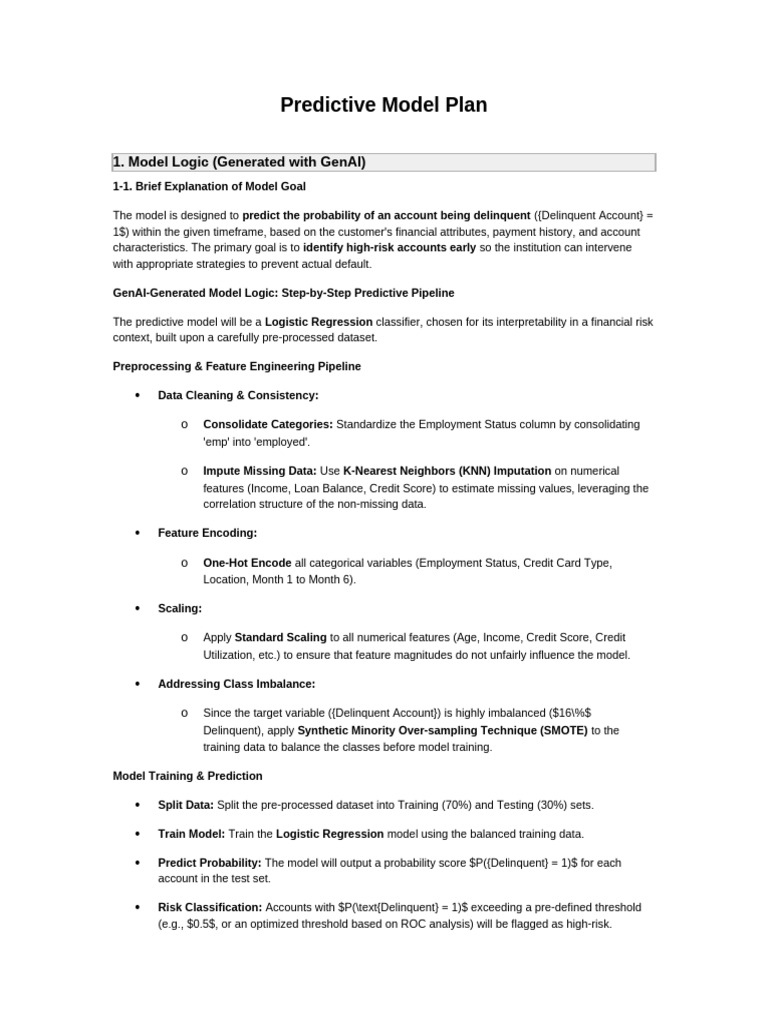 Task 2 ModelPlan Template | PDF | Receiver Operating Characteristic ...