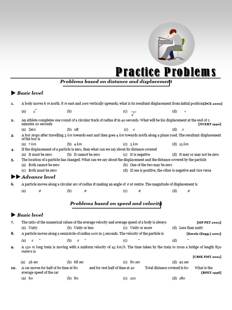 Practice Problems On Motion in One Dimension | PDF | Acceleration ...