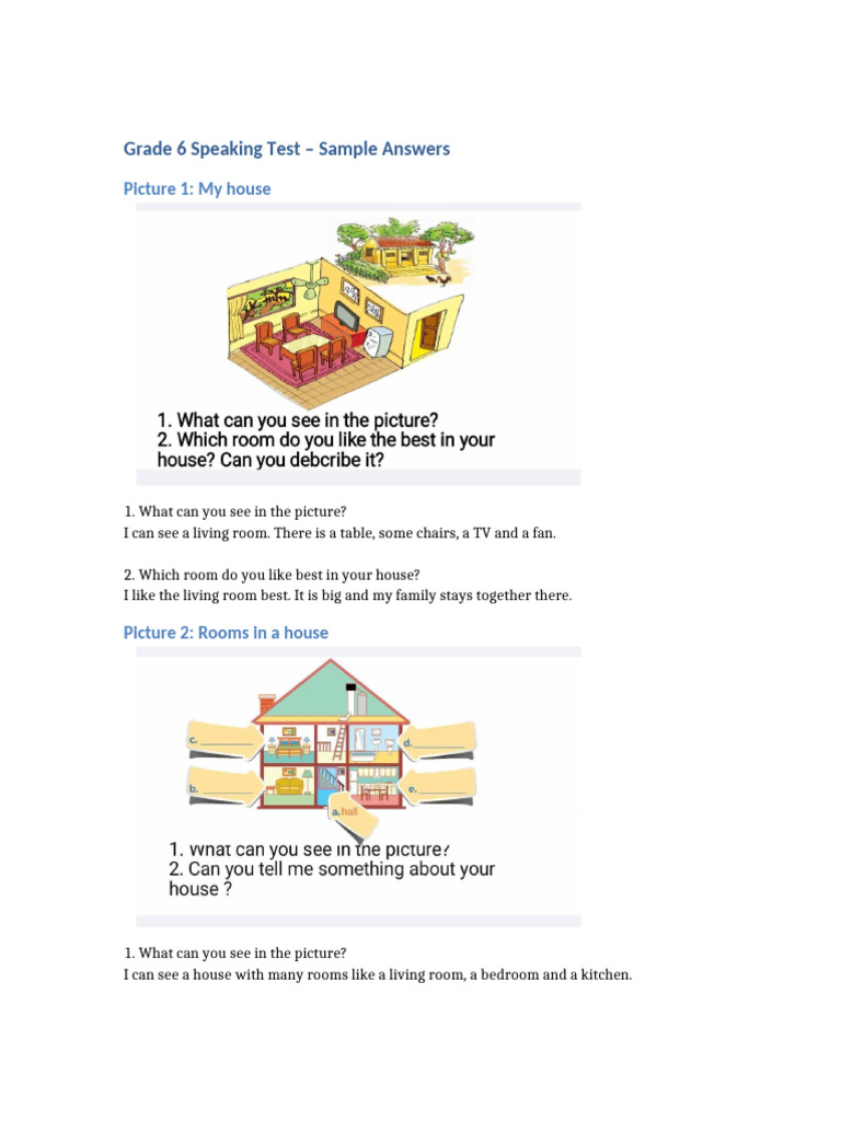 Grade 6 Speaking Test Sample Responses | PDF