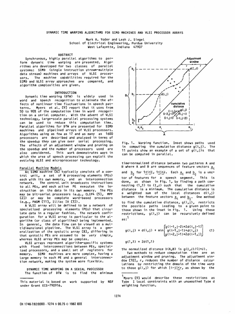 Dynamic Time Warping for SIMD & VLSI | PDF | Parallel Computing ...