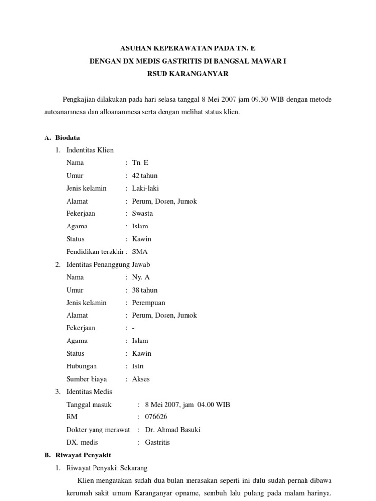 Askep Gastritis