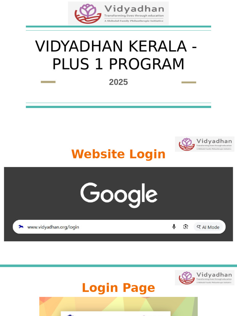 Vidyadhan Kerala Plus 1 Program | PDF