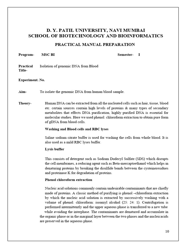 Genomic DNA Isolation from Blood | PDF | Lysis | Chemical Compounds