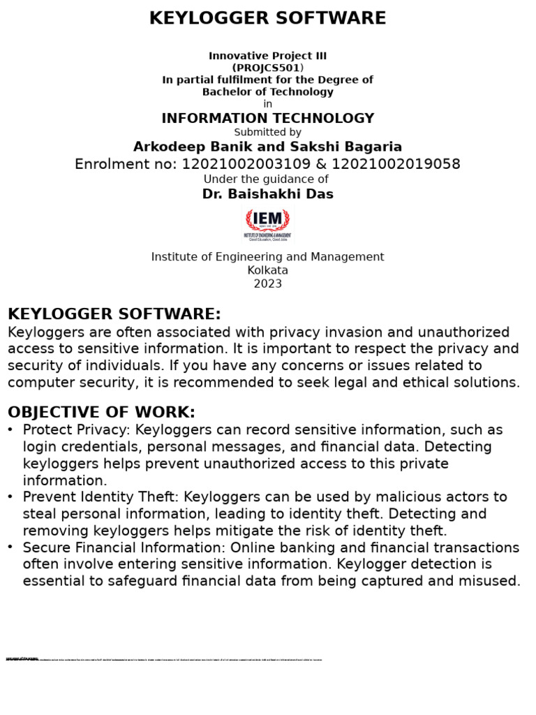 Keylogger Software Detection Project | PDF | Security | Computer Security